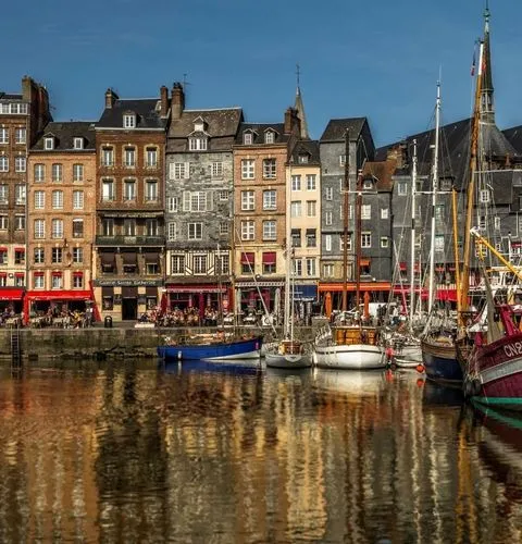 Charming streets of Honfleur Normandy